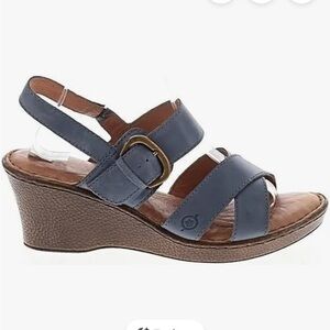 Born Hand Crafted Leather Slingback Wedge Sandals Size 6M